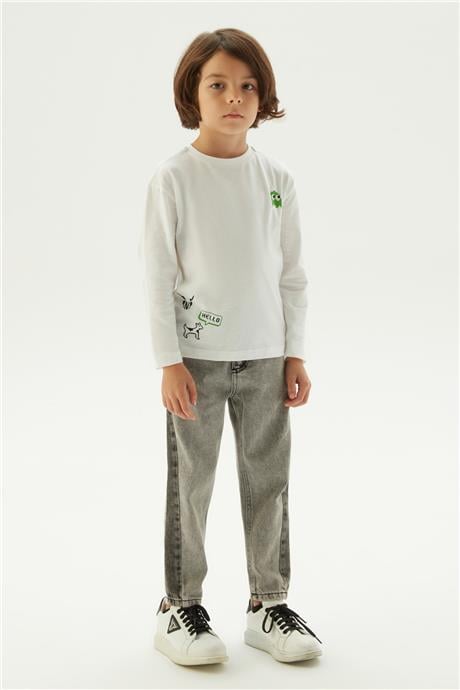 Nebbati Erkek Çocuk Beyaz T-Shirt