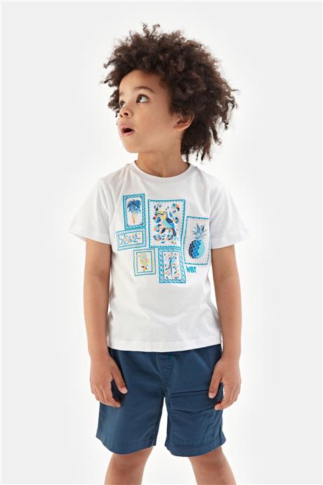 Nebbati Erkek Çocuk Beyaz Tshirt