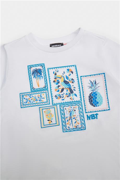 Nebbati Erkek Çocuk Beyaz Tshirt