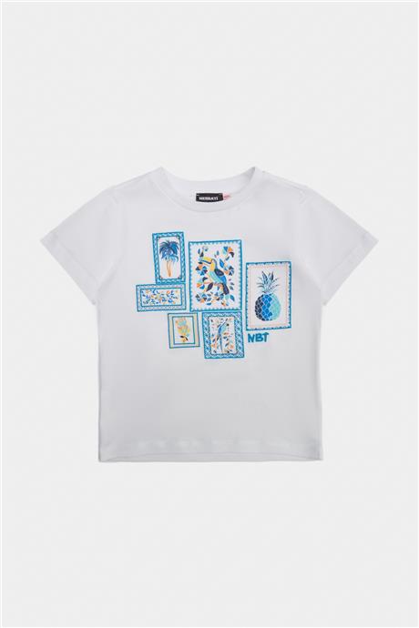 Nebbati Erkek Çocuk Beyaz Tshirt