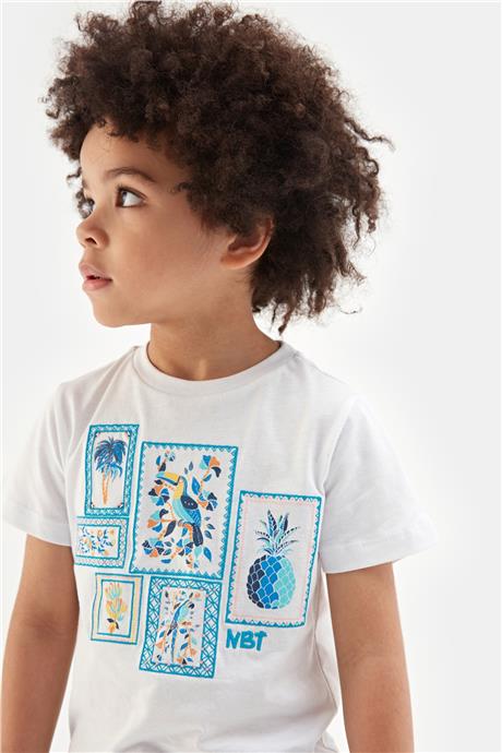 Nebbati Erkek Çocuk Beyaz Tshirt