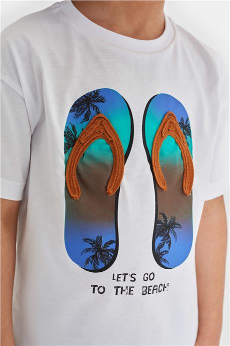 Nebbati Erkek Çocuk Beyaz Tshirt