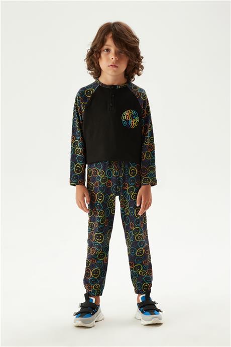 Nebbati Erkek Çocuk Desenli Pijama Takımı