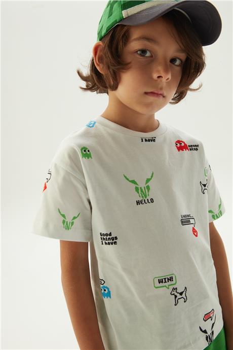 Nebbati Erkek Çocuk Desenli T-Shirt
