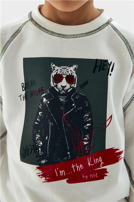 Nebbati Erkek Çocuk Ekru Sweatshirt