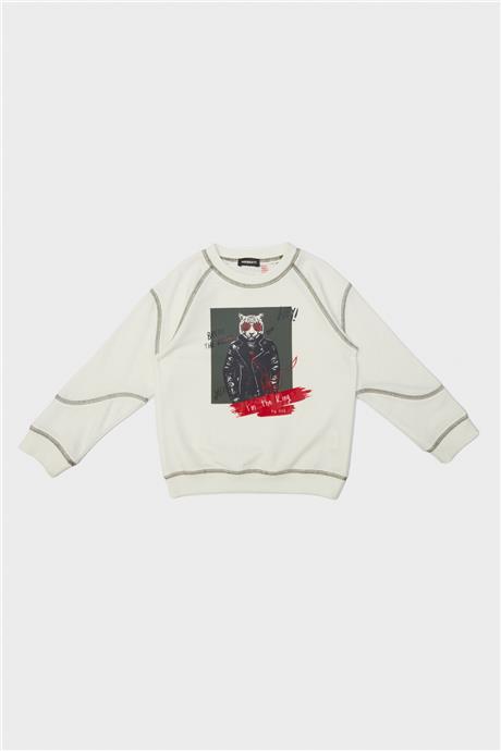 Nebbati Erkek Çocuk Ekru Sweatshirt
