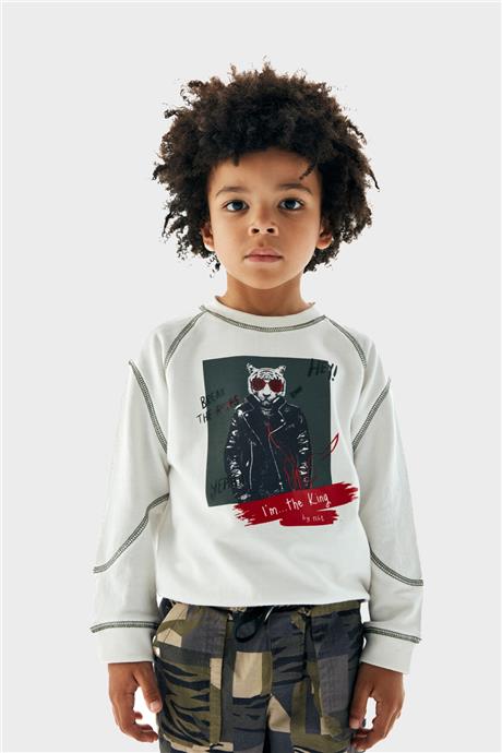 Nebbati Erkek Çocuk Ekru Sweatshirt