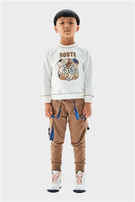 Nebbati Erkek Çocuk Ekru Sweatshirt