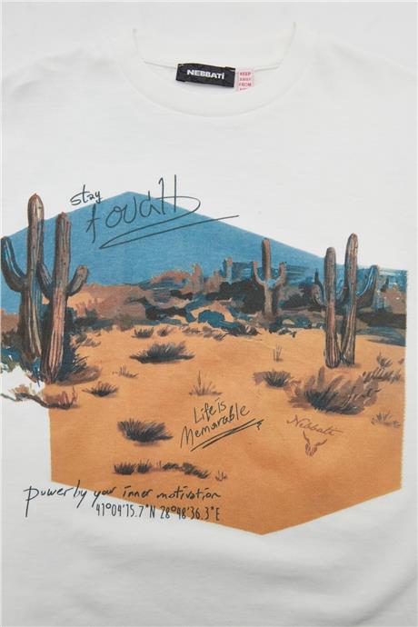 Nebbati Erkek Çocuk Ekru T-Shirt