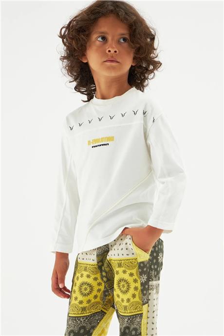 Nebbati Erkek Çocuk Ekru T-Shirt