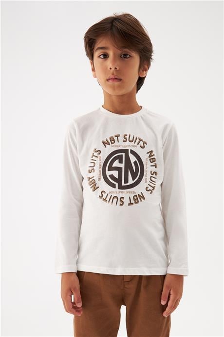 Nebbati Erkek Çocuk Ekru T-Shirt
