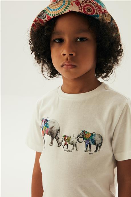 Nebbati Erkek Çocuk Ekru T-Shirt