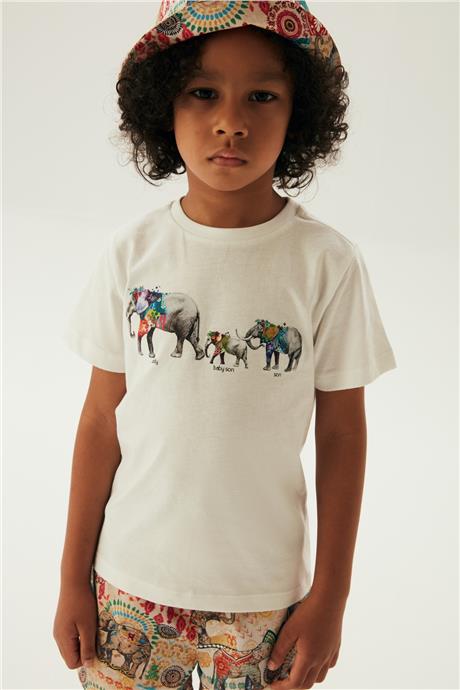 Nebbati Erkek Çocuk Ekru T-Shirt
