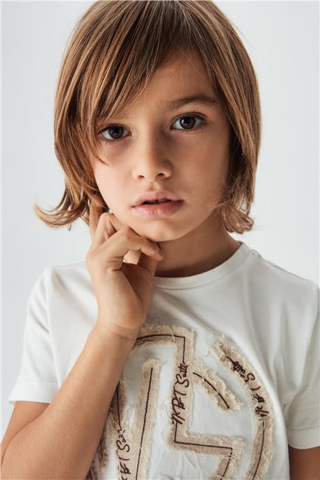 Nebbati Erkek Çocuk Ekru T-Shirt