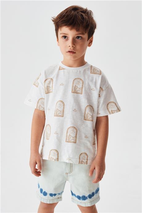 Nebbati Erkek Çocuk Ekru T-Shirt