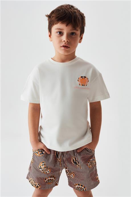 Nebbati Erkek Çocuk Ekru T-Shirt