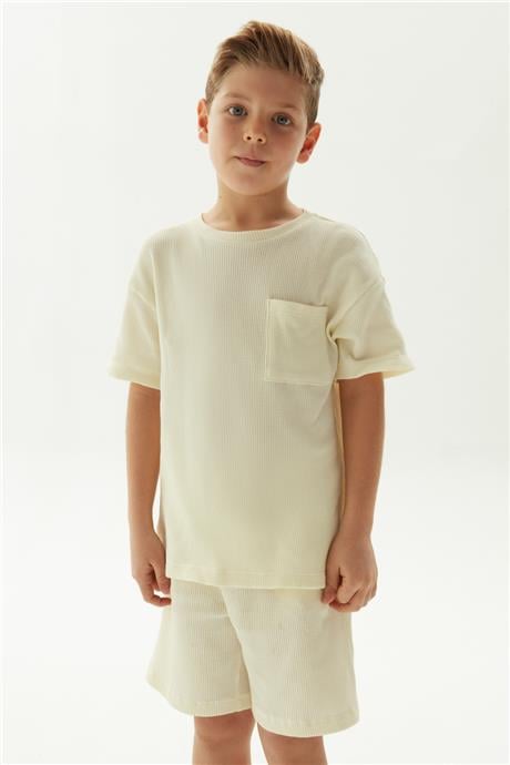 Nebbati Erkek Çocuk Ekru T-Shirt