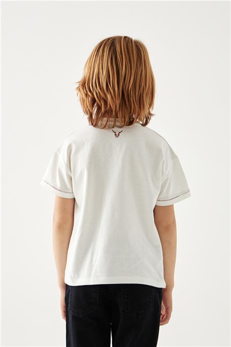 Nebbati Erkek Çocuk Ekru T-Shirt