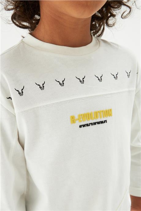 Nebbati Erkek Çocuk Ekru T-Shirt