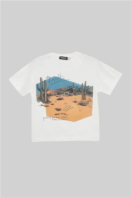 Nebbati Erkek Çocuk Ekru T-Shirt