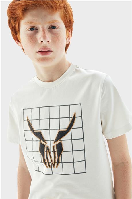 Nebbati Erkek Çocuk Ekru T-Shirt