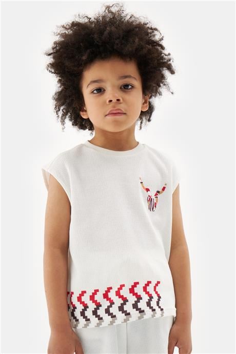 Nebbati Erkek Çocuk Ekru Tshirt