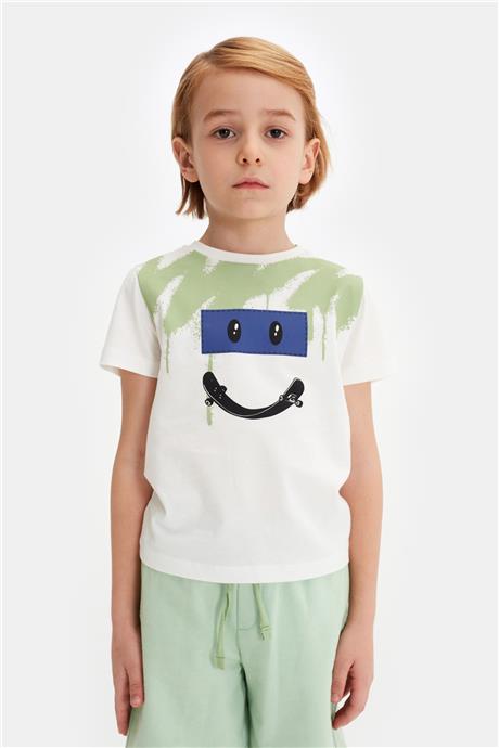 Nebbati Erkek Çocuk Ekru Tshirt