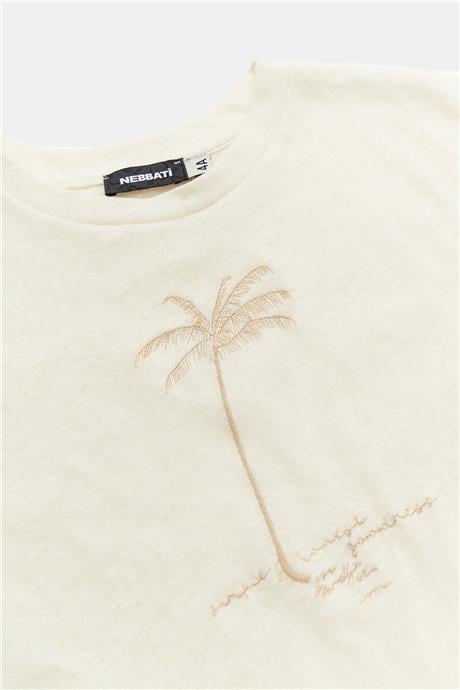 Nebbati Erkek Çocuk Ekru Tshirt