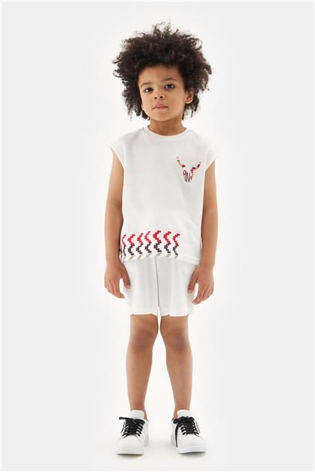 Nebbati Erkek Çocuk Ekru Tshirt