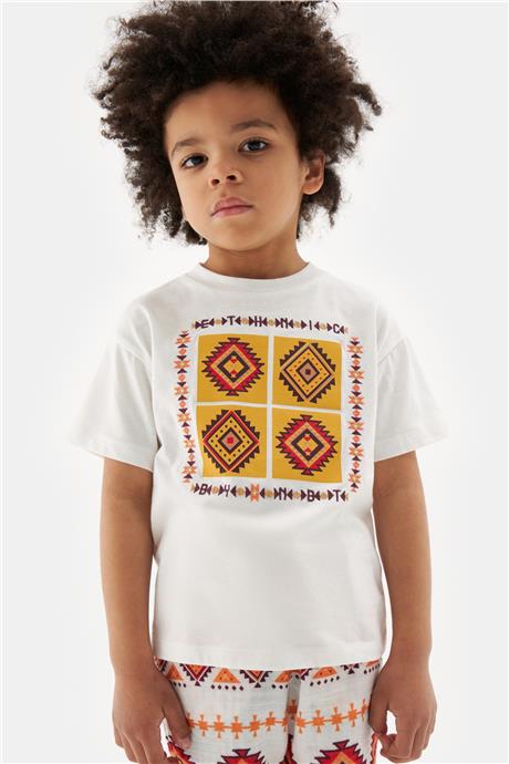 Nebbati Erkek Çocuk Ekru Tshirt