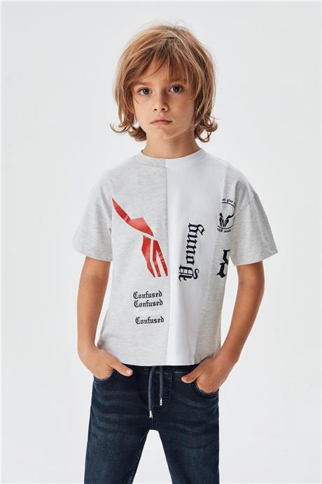 Nebbati Erkek Çocuk Gri Melanj T-Shirt