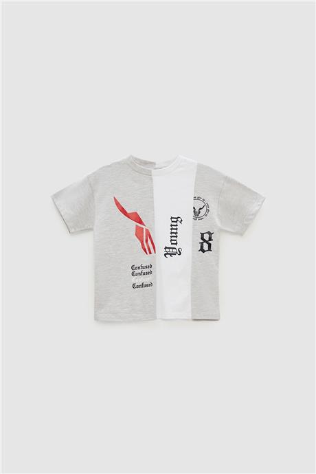 Nebbati Erkek Çocuk Gri Melanj T-Shirt