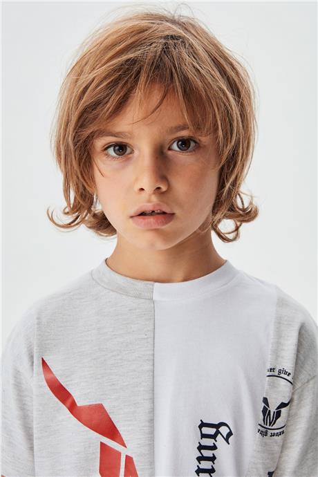 Nebbati Erkek Çocuk Gri Melanj T-Shirt