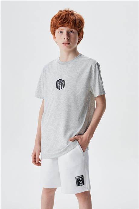 Nebbati Erkek Çocuk Gri Melanj T-Shirt