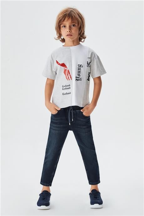 Nebbati Erkek Çocuk Gri Melanj T-Shirt