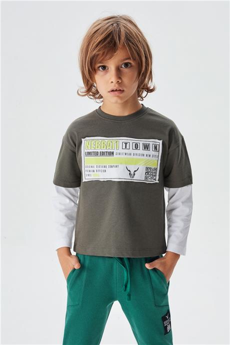 Nebbati Erkek Çocuk Haki T-Shirt