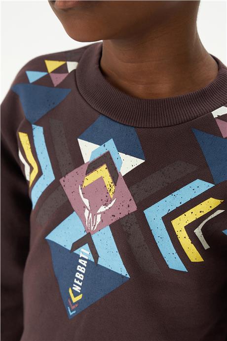Nebbati Erkek Çocuk Kahve Sweatshirt