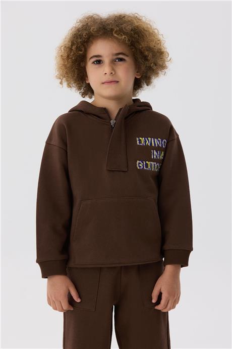 Nebbati Erkek Çocuk Kahverengi Sweatshirt