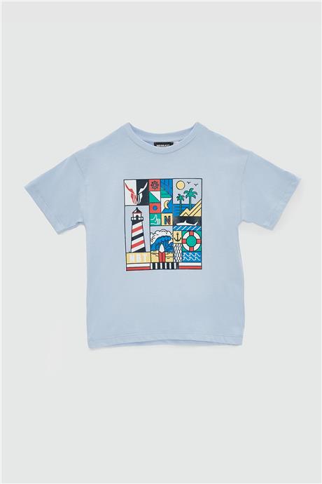 Nebbati Erkek Çocuk Mavi T-Shirt