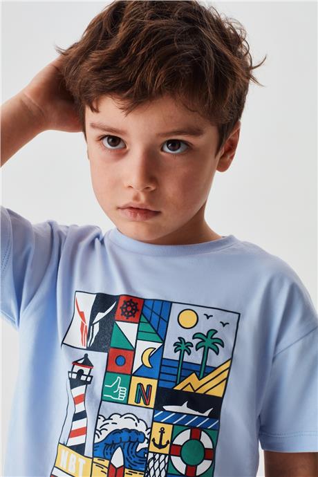 Nebbati Erkek Çocuk Mavi T-Shirt