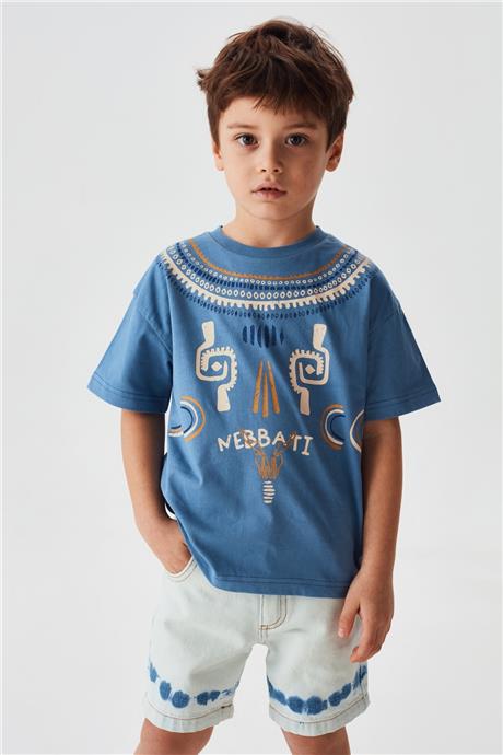 Nebbati Erkek Çocuk Mavi T-Shirt