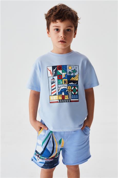 Nebbati Erkek Çocuk Mavi T-Shirt