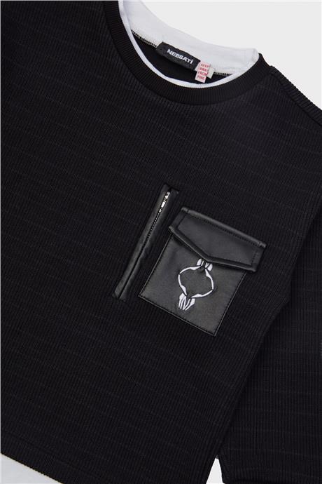 Nebbati Erkek Çocuk Siyah Sweatshirt