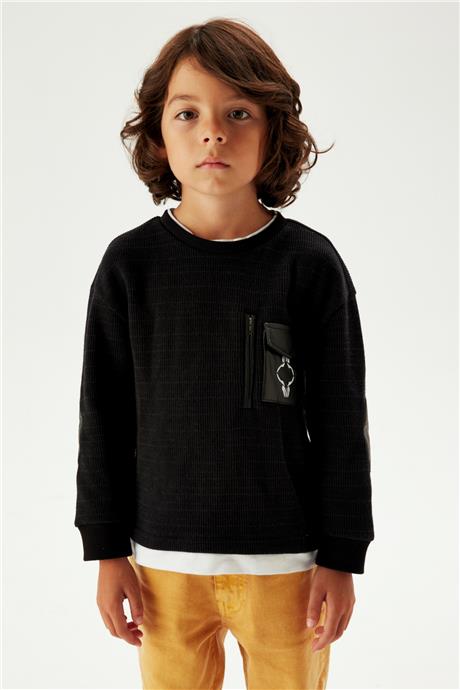 Nebbati Erkek Çocuk Siyah Sweatshirt