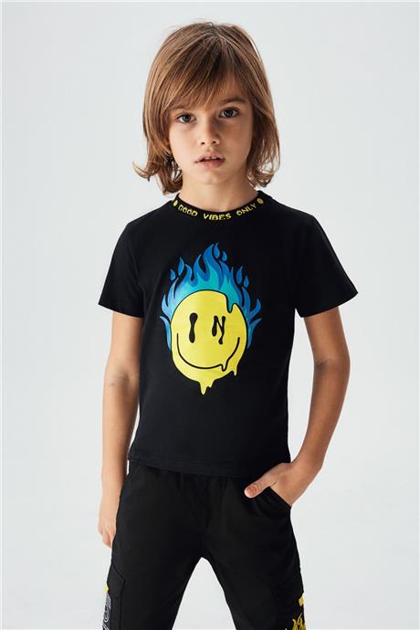 Nebbati Erkek Çocuk Siyah T-Shirt