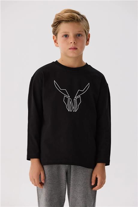 Nebbati Erkek Çocuk Siyah Tshirt