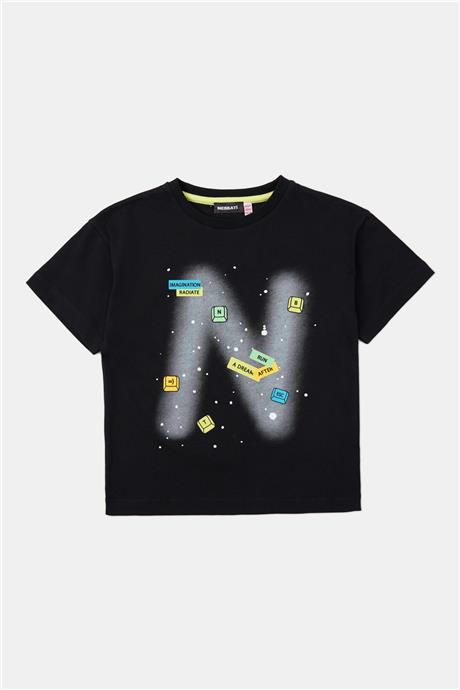 Nebbati Erkek Çocuk Siyah Tshirt