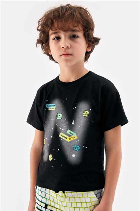Nebbati Erkek Çocuk Siyah Tshirt