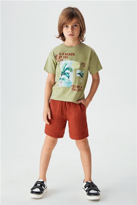 Nebbati Erkek Çocuk Yeşil T-Shirt
