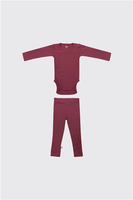 Owli Unisex Bordo Bebek Takım